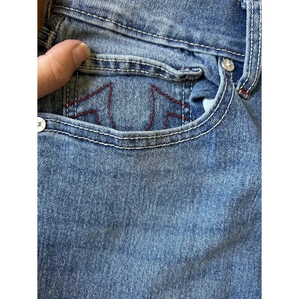 Y2K True Religion Men's Jeans 30x32 Ricky Relaxed Faded Distress BROWN Stitching